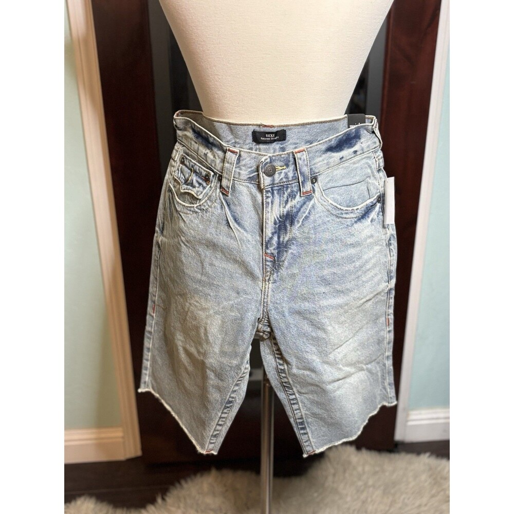New True Religion Ricky Relaxed Straight W33 Raw Hem Shorts Retail $80
